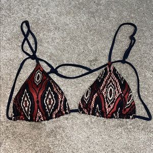 black and dark red/orange bikini top